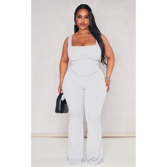 NWT PrettyLittleThing Square Neckline Tank Top Gray Size 14 - Picture 3 of 6